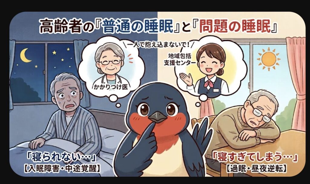 高齢者の睡眠　不眠と過眠の対照