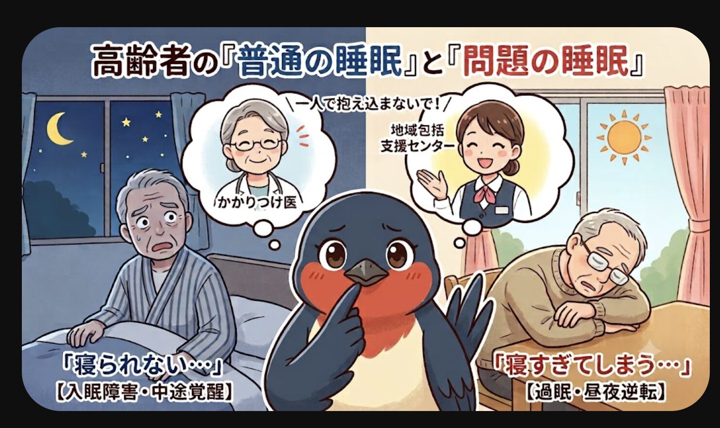 高齢者の睡眠 不眠と過眠の対照